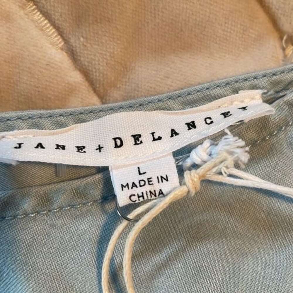 Jane Delancey Eco Friendly Blue Tie Shoulder Crop Top Women Size L - Picture 3 of 6